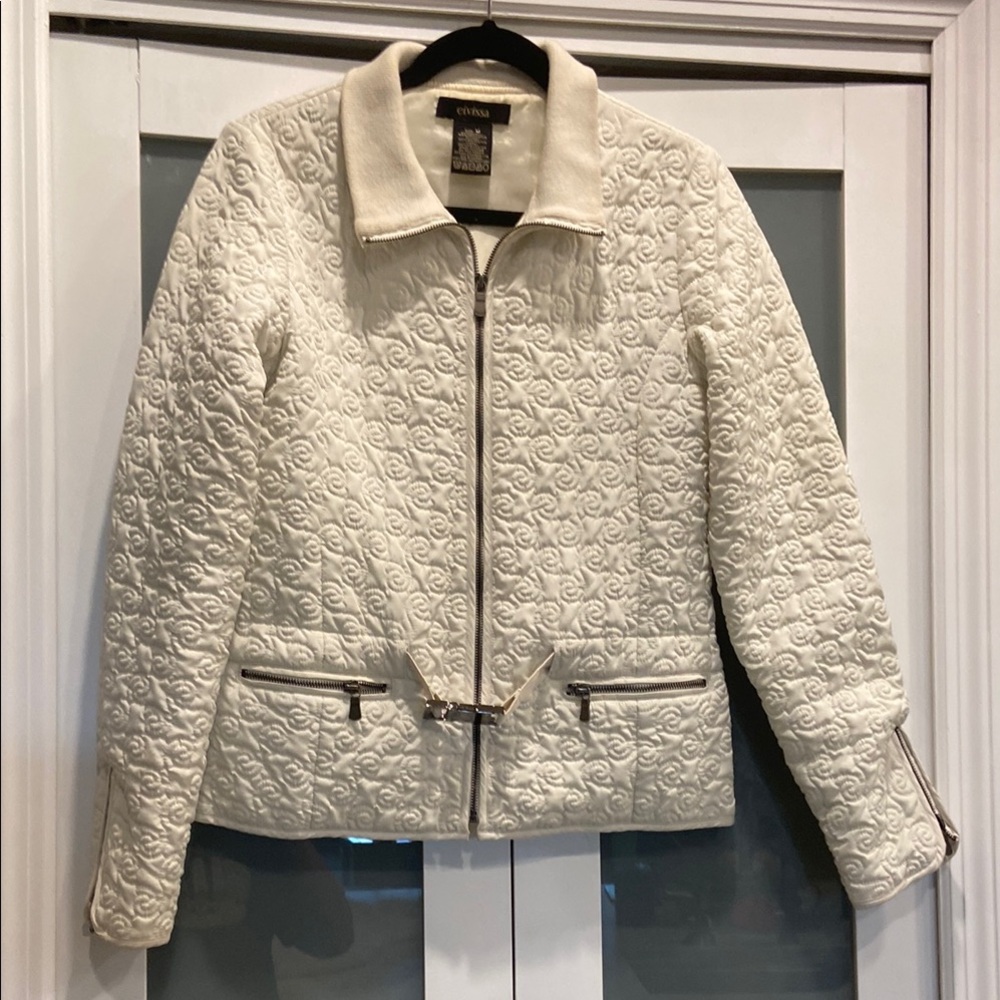 Cream Teddy Jacket with Textured Quilted Design